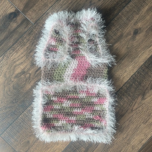 HAND CRAFTED Dog Sweater Coat Colorful Pink Chenille Cozy Crocheted XSmall - Picture 11 of 11